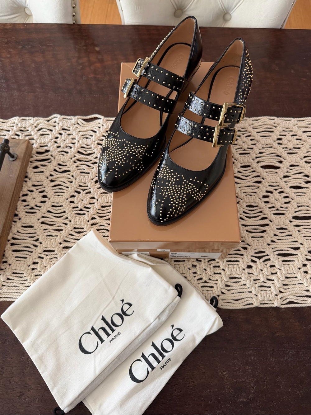 Chloé Susan Embellished Pumps - Black - Size 8 1/2 (38.5) - New in Box with Tag